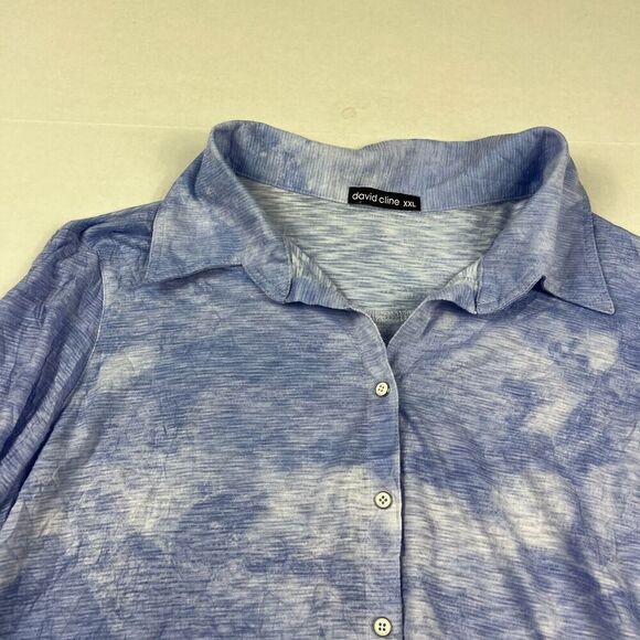 David Cline Snap Button Casual Shirt Ombre Long Sleeve Relaxed Knit Top XXL FLAW - Picture 4 of 12